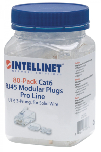 Intellinet Wtyk RJ45 Cat6 UTP, na drut, 80szt, 790536