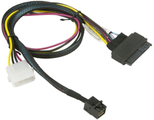 SUPERMICRO Cable CBL-SAST-0957 Mini SAS HD to PCIe SFF-8639 w/Power, 55 cm.