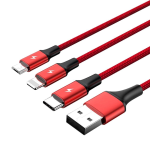 Unitek micro USB/Lightning/USB-C 1.2m czerwony