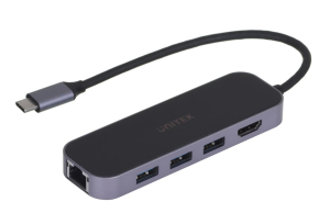 Unitek Hub USB-C 3.1 RJ-45 3xUSB-A HDMI 4K PD100W