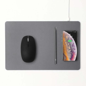 POUT Hands3 Pro Combo - Zestaw  mysz bezprzewodowa i podkładka pod mysz z szybkim ładowaniem bezprzewodowym  kolor szary