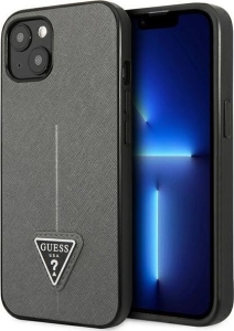 Guess Saffiano Triangle Logo Case do iPhone 13 mini (srebrny)