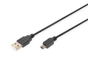 Kabel Assmann AK-300130-018-S (USB 2.0 M - Mini USB M; 1 8m; kolor czarny)