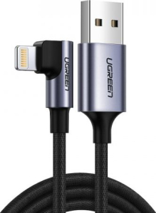 UGREEN US299 USB do Lightning kątowy, MFi, 1m (czarny)