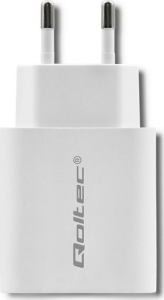 Qoltec 18W | 5-12V | 1.5-3A | USB typ C PD | USB QC 3.0 | Biała