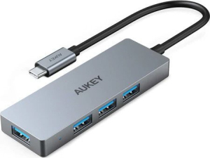 Aukey aluminiowy Hub USB-C | Ultra Slim | 4w1 | 4xUSB 3.1