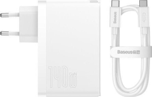 Baseus GaN5 Pro 2xUSB-C + USB, 140W (biała)