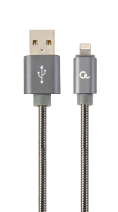 Kabel USB 2.0 (AM/8-pin lightning M) oplot metalizowany 1m szary Gembird