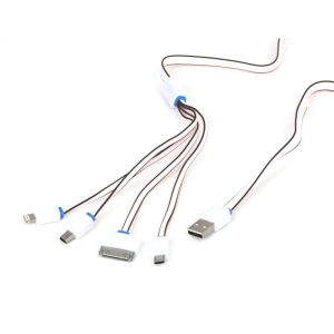 Kabel uniwersalny USB 4 w 1 Micro USB, Mini USB, Lightning, iPhone4 Omega (czarno-biały)