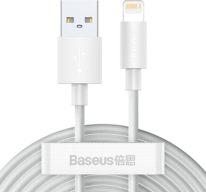 Baseus Simple Wisdom USB do Lightning, 2.4A, 1.5m (biały) 2szt.
