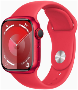 Apple Watch 9 GPS+Cellular 41mm aluminium (Product) RED | Czerwony pasek sportowy S/M