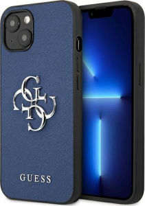 Guess Saffiano 4G Big Silver Logo do iPhone 13 mini (niebieski)