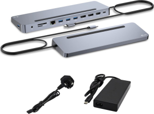 Replikator - i-tec USB-C Metal Ergonomic 4K 3x Display 2x DP 1x HDMI LAN Audio Power Delivery 100 W + i-tec Universal Charger 100 W - Stacja dokująca