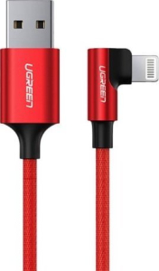 UGREEN US299 Lightning do USB-A kątowy, 2.4A, 1m (czerwony)