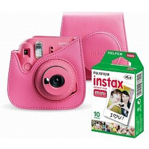 Aparat cyfrowy Fujifilm Instax Mini 9 różowy + etui, wkład 1pack, klamerki Led (70100144456)