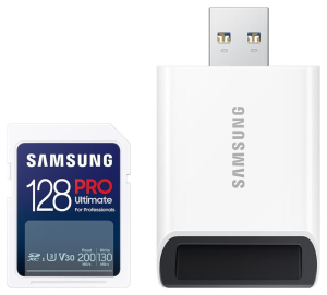 Samsung PRO Ultimate SDXC 128GB UHS-I U3 [Zapis 130MB/s Odczyt 200MB/s] z czytnikiem