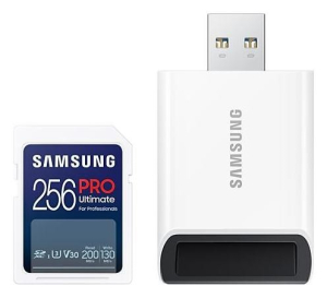 Samsung PRO Ultimate SDXC 256GB UHS-I U3 [Zapis 130MB/s Odczyt 200MB/s] z czytnikiem