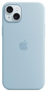 Apple iPhone 15 Plus Silicone Case with MagSafe light blue
