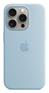 Apple iPhone 15 Pro Silicone Case with MagSafe light blue