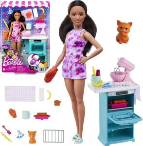 Barbie lalka kucharka z kotkiem HCD44