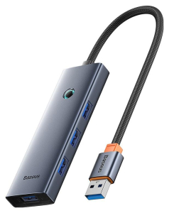 Baseus UltraJoy Series Lite 4-Port 20cm (USB do 4xUSB 3.0+USB-C 5V) (szary)