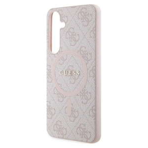 Guess 4G Collection Leather Metal Logo MagSafe - Etui Samsung Galaxy S24+ (różowy)