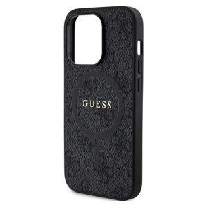 Guess 4G Collection Leather Metal Logo MagSafe - Etui iPhone 13 Pro (czarny)