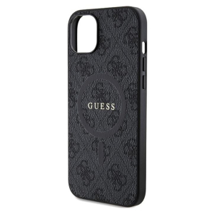 Guess 4G Collection Leather Metal Logo MagSafe - Etui iPhone 15 / 14 / 13 (czarny)
