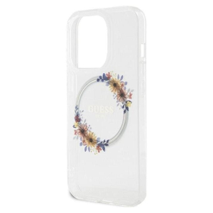 Guess IML Flowers Wreath MagSafe - Etui iPhone 15 Pro Max (przezroczysty)