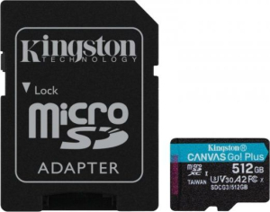 Kingston microSDXC Canvas Go! Plus 512GB 170R A2 U3 V30 Card + adapter