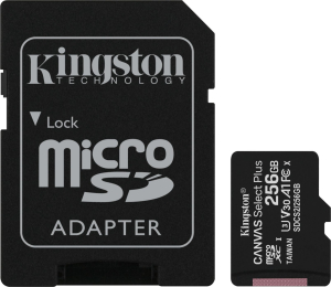 Karta pamięci z adapterem Kingston Canvas Select Plus SDCS2/256GB (256GB; Class 10  Class U1  V30; + adapter)