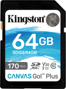 Kingston SDXC Canvas Go Plus 64GB 170R C10 UHS-I U3 V30