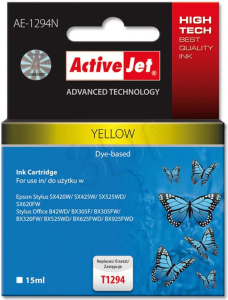 Tusz Activejet AE-1294N (zamiennik Epson T1294; Supreme; 15 ml; żółty)