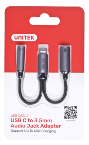 UNITEK ADAPTER USB-C - MINIJACK 3 5MM USB-C 60W