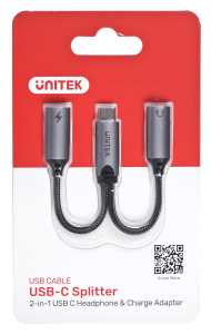 UNITEK ADAPTER USB-C - 2X USB-C  18W  AUDIO  M206A