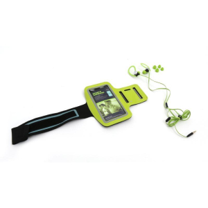 Słuchawki - Zestaw Platinet etui ochronne na ramię do smartfona 5" + słuchawki sportowe (zielone)