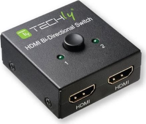 Techly 108606 Przełącznik HDMI 2-portowy, dwukierunkowy 2x1 lub 1x2, 4K, 60Hz