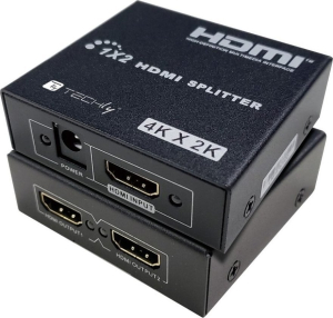 Techly 365818 Rozdzielacz Splitter HDMI, 1x2, 4K 30Hz, aktywny