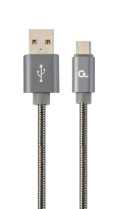 Kabel USB 2.0 - typ C(AM/CM) oplot metalizowany 2m szary Gembird
