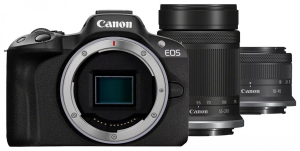 Aparat fotograficzny - Canon EOS R50 + RF-S 18-45mm IS STM + RF-S 55-210mm IS STM Czarny
