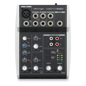 Behringer 502S - 5-kanałowy kompaktowy mikser analogowy z interfejsem USB zaprojektowany specjalnie do obsługi podcastów  streamowania oraz nagrywania w domu