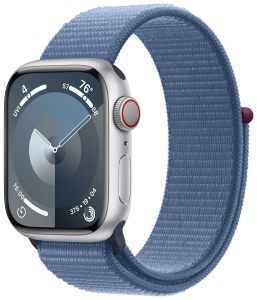 Apple Watch 9 GPS+Cellular 45mm aluminium Srebrny | Zimowy Błękit opaska sportowa