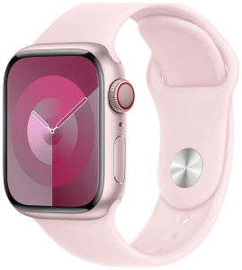 Apple Watch 9 GPS+Cellular 45mm aluminium Różowy | Różowy pasek sportowy S/M