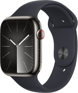 Apple Watch Series 9 GPS + Cellular 45mm Graphite Stainless Steel Case with Midnight Sport Band - M/L