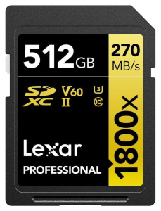 Lexar SDXC 512GB Professional 1800x UHS-II U3 ( 180/270 MB/s )
