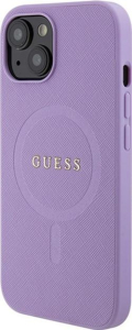Guess Saffiano MagSafe - Etui iPhone 15 (fioletowy)