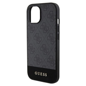 Guess 4G Bottom Stripe Metal Logo Collection - Etui iPhone 15 (szary)