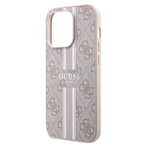 Guess 4G Printed Stripes MagSafe - Etui iPhone 15 Pro (różowy)