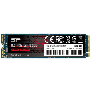 Dysk SSD Silicon Power A80 512GB M.2 PCIe NVMe Gen3x4 TLC 3400/2300 MB/s (SP512GBP34A80M28)