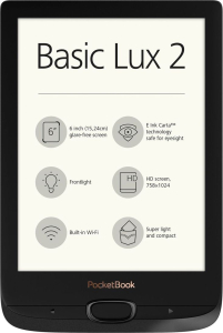 Czytnik PocketBook Basic Lux 2 Obsidian Black (PB616W-H-WW) 6 cali | rozdzielczość 1072x1448 | 16GB | doświetlana matryca | E-ink Carta | wodoodporny